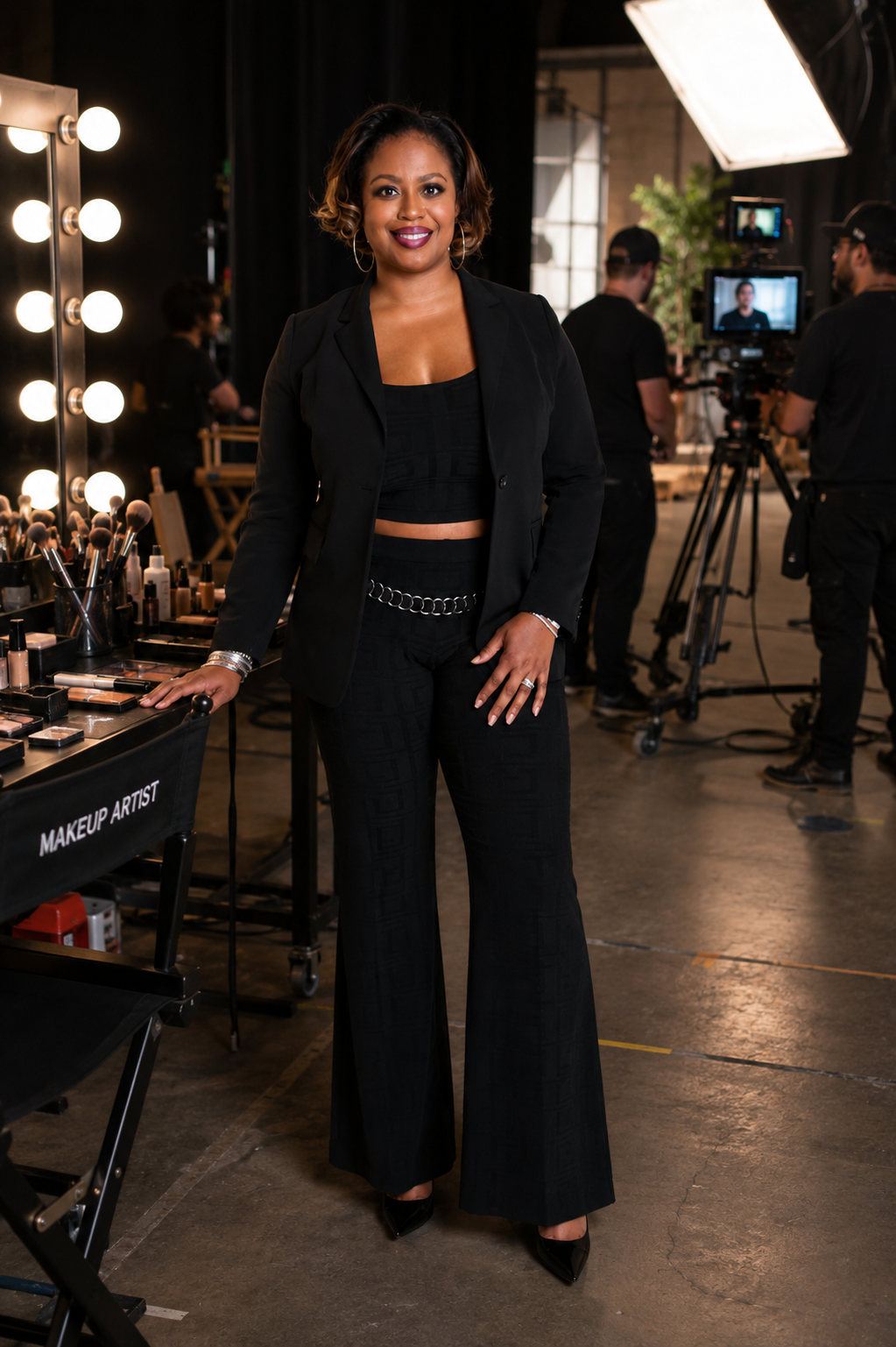 Regina, founder of Strictly Makeup, working on a client